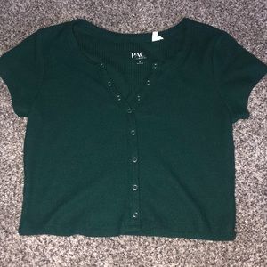 Dark green button up crop top (NEVER WORN)